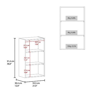 Eco 36" High Open 3-Tier Wall Cabinet, Wall Shelf, Storage Cabinet, Cube Shelf Bedroom, Office.