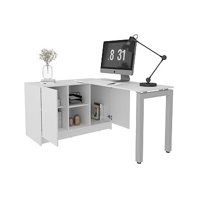 Alfie Rotable Desk 72-Inch Wide or Compact, Adjustable Workstation In Two Directions with Storage.