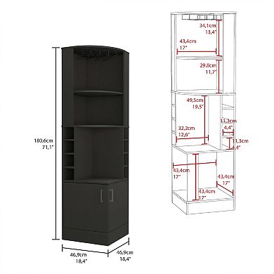 Kava Being Corner Bar Cabinet, Glass Rack, Double Door Cabinet, Eight Built-In Wine Rack