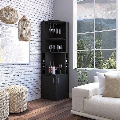 Kava Being Corner Bar Cabinet, Glass Rack, Double Door Cabinet, Eight Built-In Wine Rack