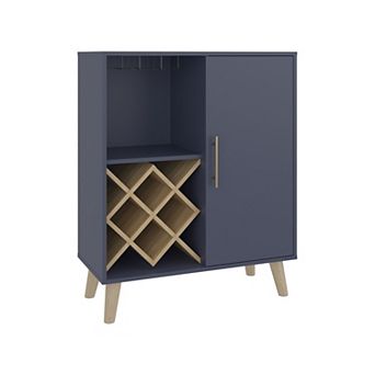 Cave Low Bar Cabinet with Open Storage, Modern Bar Furniture for Living Room or Entertainment Area