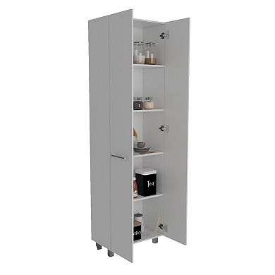 Baleare Pantry Cabinet, Five Interior Shelves, Four Legs
