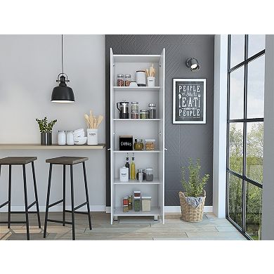 Baleare Pantry Cabinet, Five Interior Shelves, Four Legs