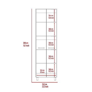 Baleare Pantry Cabinet, Five Interior Shelves, Four Legs