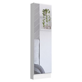 Leto Xl Shoe Rack, Mirror, Five Interior Shelves, Single Door Cabinet