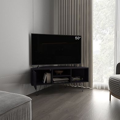 Lancaster Corner Tv Stand, With Two Shelves And Two Cabinets