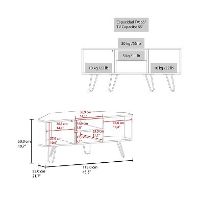 Lancaster Corner Tv Stand, With Two Shelves And Two Cabinets