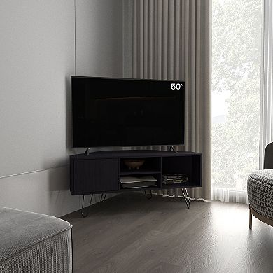 Lancaster Corner Tv Stand, With Two Shelves And Two Cabinets