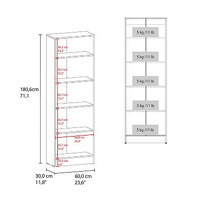 Lambardi Tall Multistorage Cabinet with Double Door, Five Shelves, Freestanding Kitchen.