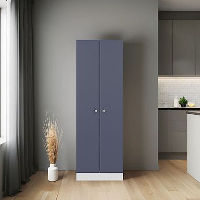 Lambardi Tall Multistorage Cabinet with Double Door, Five Shelves, Freestanding Kitchen.