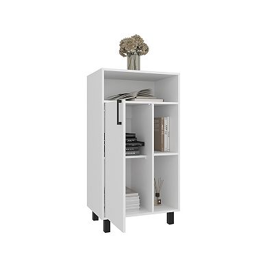 Bryce Base Cabinet, Compact Organizer, With One Door, Open Shelves And Top Display Space