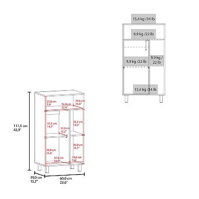 Bryce Base Cabinet, Compact Organizer, With One Door, Open Shelves And Top Display Space