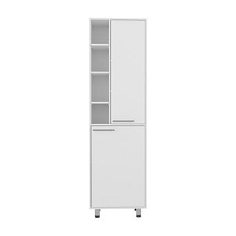 Burton Kitchen Pantry with 2 Doors, Adjustable Shelves, side Shelves, Compact Storage Cabinet.