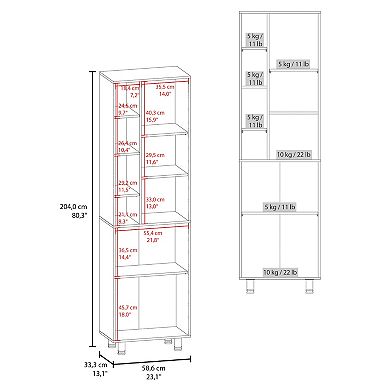 Burton Kitchen Pantry with 2 Doors, Adjustable Shelves, side Shelves, Compact Storage Cabinet.