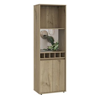 Prana Bar Cabinet, Two Shelves, Five Built-In Wine Rack, Double Door