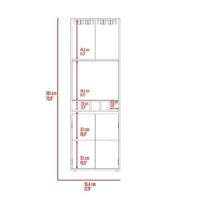 Prana Bar Cabinet, Two Shelves, Five Built-In Wine Rack, Double Door