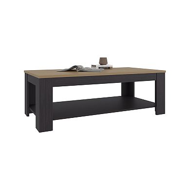 Cecil Coffee Table with Open Storage Shelf for Decor, Modern Design for Living Room or Lounge Area
