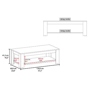 Cecil Coffee Table with Open Storage Shelf for Decor, Modern Design for Living Room or Lounge Area