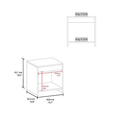 Chroma 16.5" Tall Minimalistic Nightstand With Open Shelf