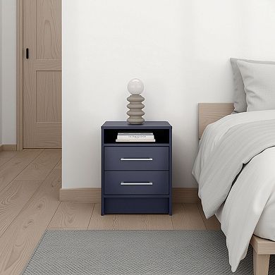 Eter Nightstand Minimalist Modern Style, Superior Top Shelf, One Open Storage Shelf And Two Drawers.