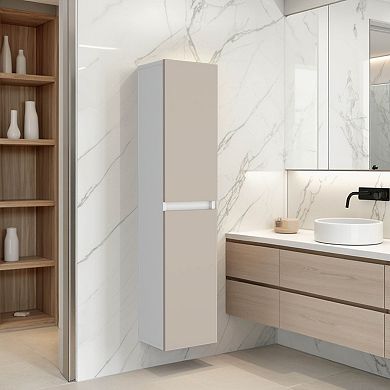 High Two-Door Wall Cabinet With Interior Shelf Vertical Storage