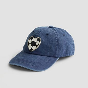 LaValentina Women's Beaded Soccer Ball & Heart Baseball Cap