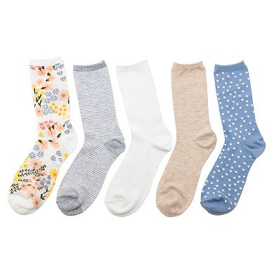 Sonoma Goods For Life® 5-Pack Crew Floral & Striped Socks