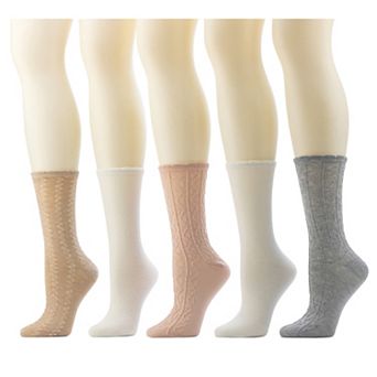Women's Sonoma Goods For Life® 5-Pack Crew Pucker Scallop Edge Socks