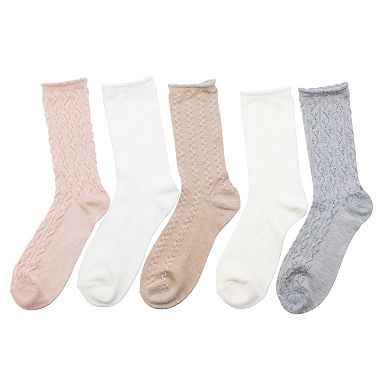 Women's Sonoma Goods For Life® 5-Pack Crew Pucker Scallop Edge Socks