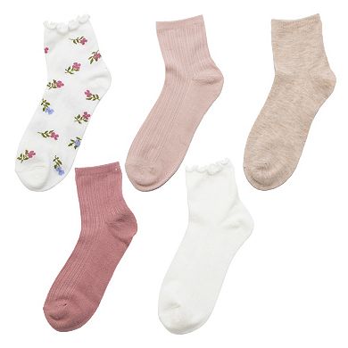 Sonoma Goods For Life 5-Pack Ankle Floral Socks with Lettuce Edge