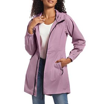 Womens Packable Waterproof Raincoat Lightweight Hooded Windbreaker