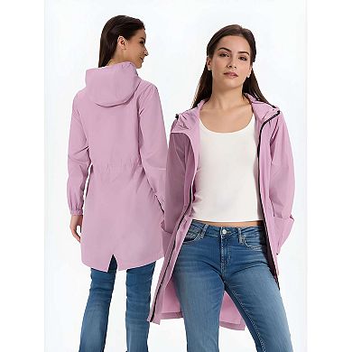 Womens Packable Waterproof Raincoat Lightweight Hooded Windbreaker