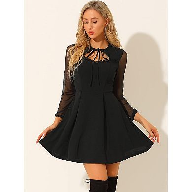 Womens Elegant Sweetheart Neck Gothic A-Line Mini Dress
