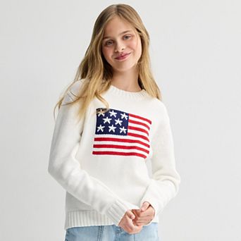 Girls 6-16 SO® American Flag Sweater