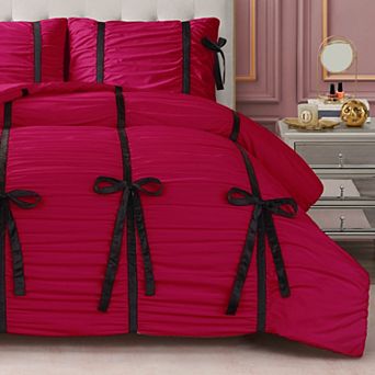 Juicy Couture Amelie Bows Ruched Comforter Set with Shams