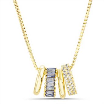 Paige Harper 14k Gold Plated Azure Cubic Zirconia Rondelle Pendant Necklace