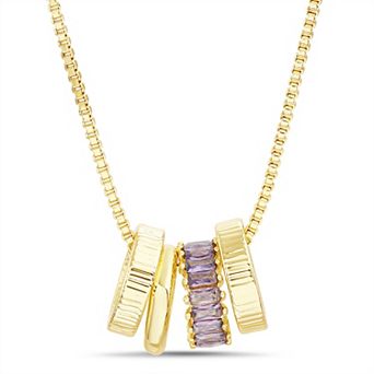 Paige Harper 14k Gold Plated Violet Cubic Zirconia Rondelle Pendant Necklace