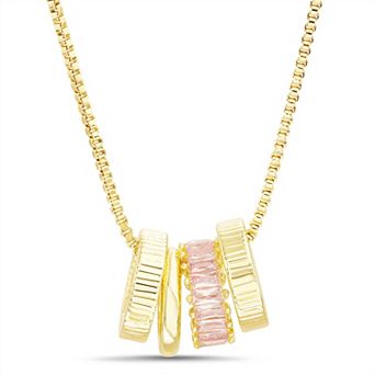 Paige Harper 14k Gold Plated Rose Cubic Zirconia Rondelle Pendant Necklace