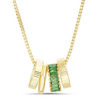 Paige Harper 14k Gold Plated Green Cubic Zirconia Rondelle Pendant Necklace