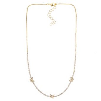 City Luxe Gold-Tone Cubic Zirconia Butterfly Tennis Necklace