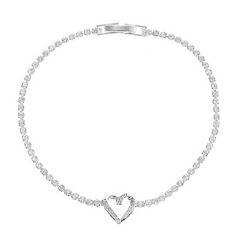 City Luxe Cubic Zirconia Heart Tennis Bracelet