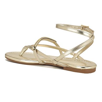 Nine West Bretta Women's Round Toe Strappy Flat Sandals