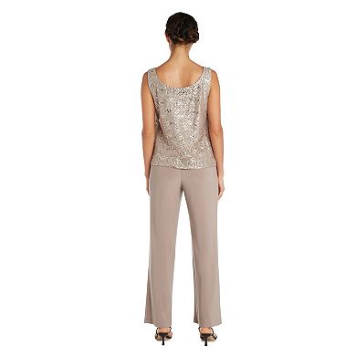 Women's R&M Richards Metallic Pant Suit & Sheer Lace Jacket