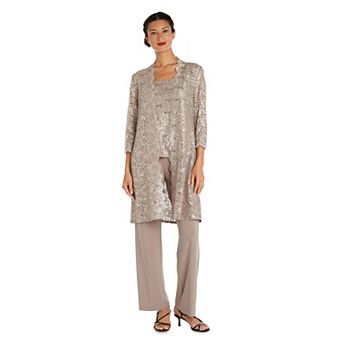 Women's R&M Richards Metallic Pant Suit & Sheer Lace Jacket