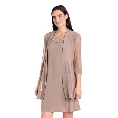 Women's R&M Richards Sheer Sleeve Tiered Dress