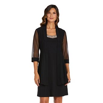 Women's R&M Richards Sheer Sleeve Tiered Dress