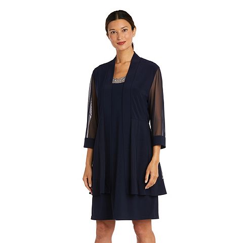 Женские платья R&M Women's R&M Richards Sheer Sleeve Tiered Dress