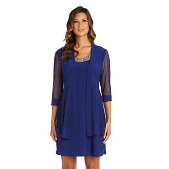 Women's R&M Richards Sheer Sleeve Tiered Dress