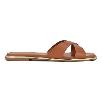 Nine West Edeny Women's Slip-On Criss-Cross Flat Sandals