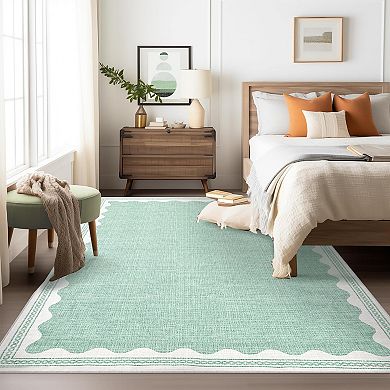 Modern Minimalist Solid Color Washable Rug for Living Room Non Slip Low Pile Soft Rug for Bedroom